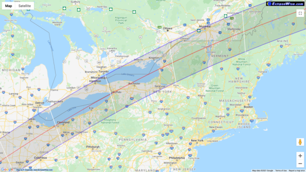 Many New Yorkers are in the path of totality for the upcoming solar eclipse. 
Photo via EclipseWise.com
