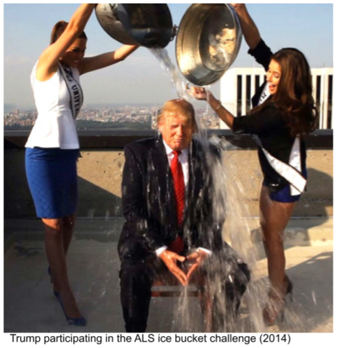 President Trump participating in the Ice Bucket Challenge in 2014
